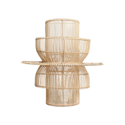 Rattan Wall Lamp - Saturn Handwoven Light Fixture with Fabric Cord