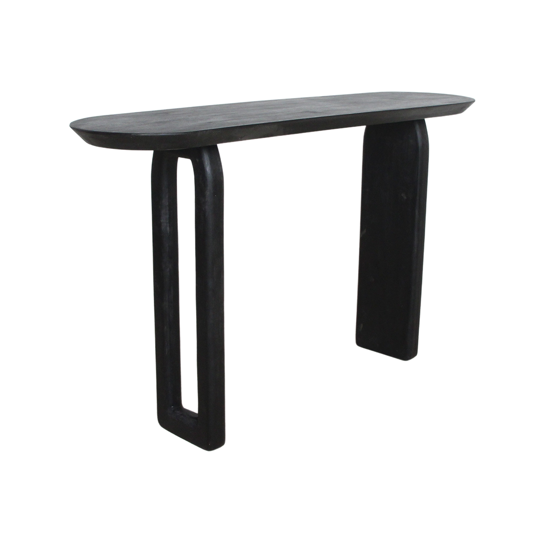 Mango Wood Console Table - Black Bullnose Design