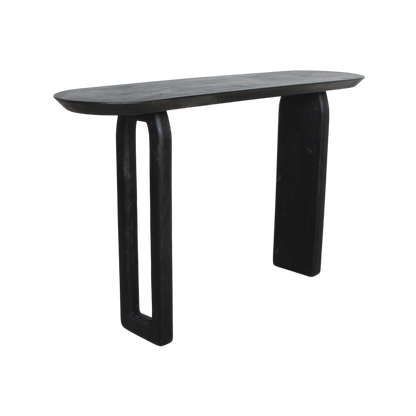 Mango Wood Console Table - Black Bullnose Design