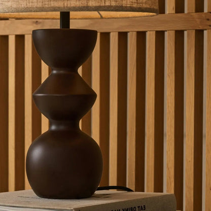 Kai Dark Brown Table Lamp with Sand Lampshade – Stylish, Handmade Lighting