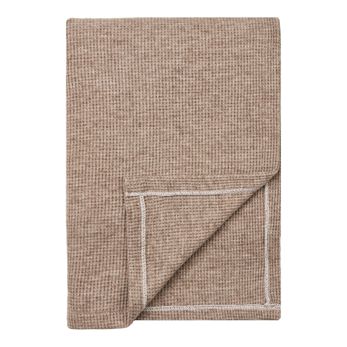 Taupe Plaid Throw - Soft Woven Blanket, 130x156 cm
