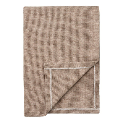 Taupe Plaid Throw - Soft Woven Blanket, 130x156 cm