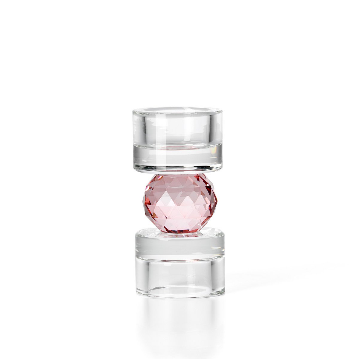 Glass Tealight Candle Holder – Gem Balance Centerpiece, Pink Accent