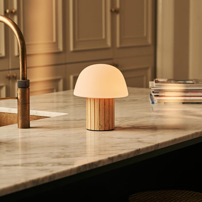 Rechargeable Table Lamp - Light Brown Dimmable Lamp with Modular Shade