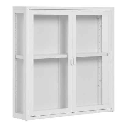 Steel Hanging Display Cabinet - White, Two Glass Doors