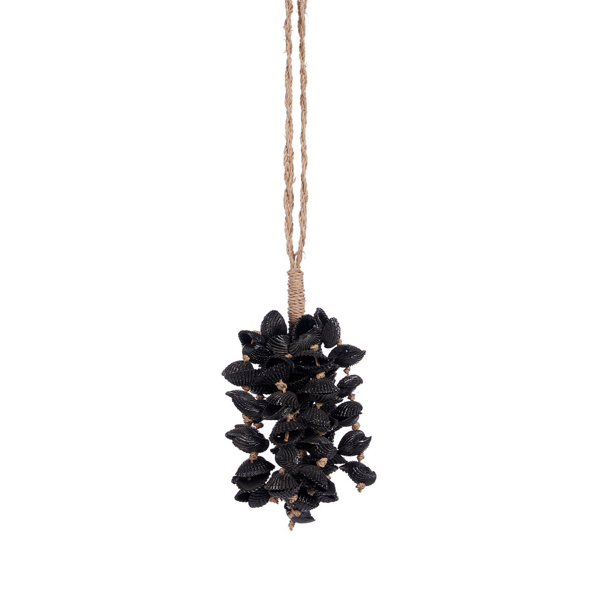 Shell Tassel Wall Hanging - Black Shells Coastal Decor