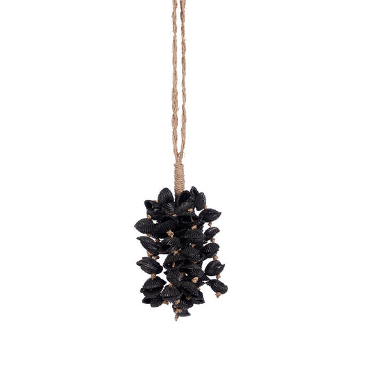 Shell Tassel Wall Hanging - Black Shells Coastal Decor