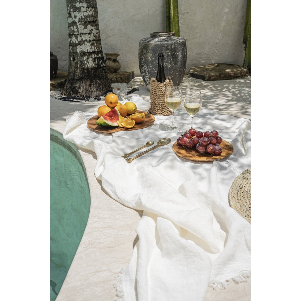 Linen Tablecloth - White - 150x200