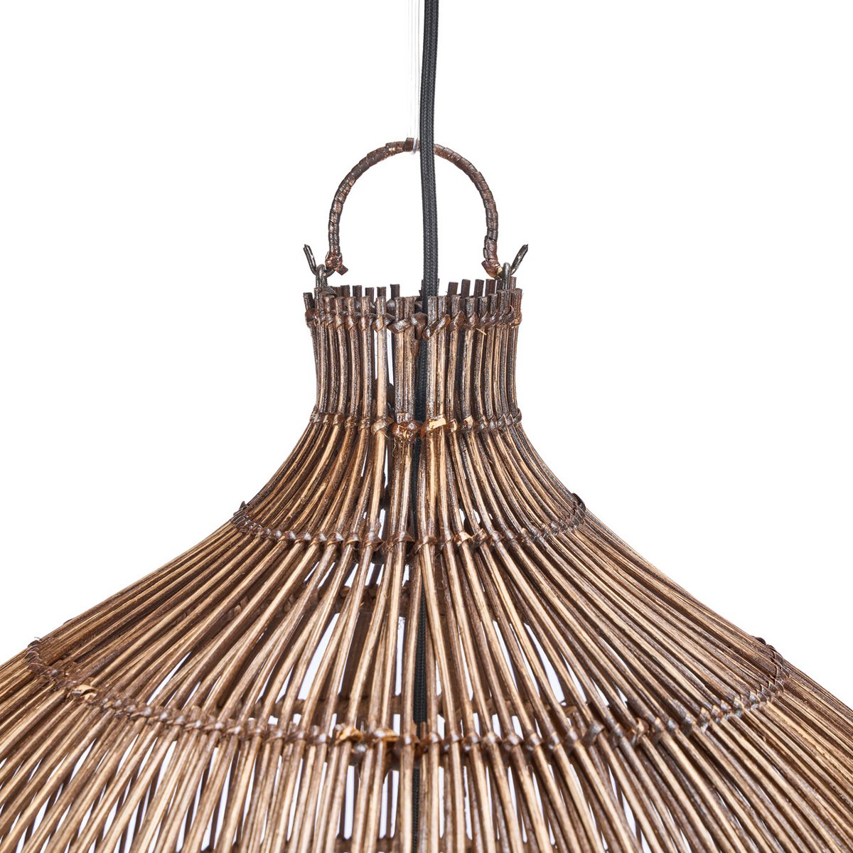 Bamboo Pendant Light - Dark Walnut Woven Bell, Extra Large