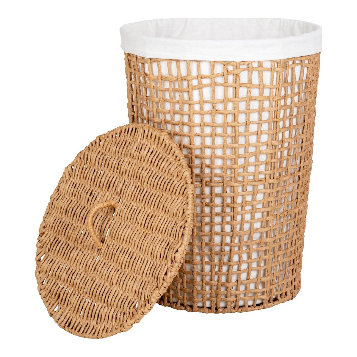 Paper Laundry Basket - Light Brown Woven Hamper 42x56 cm