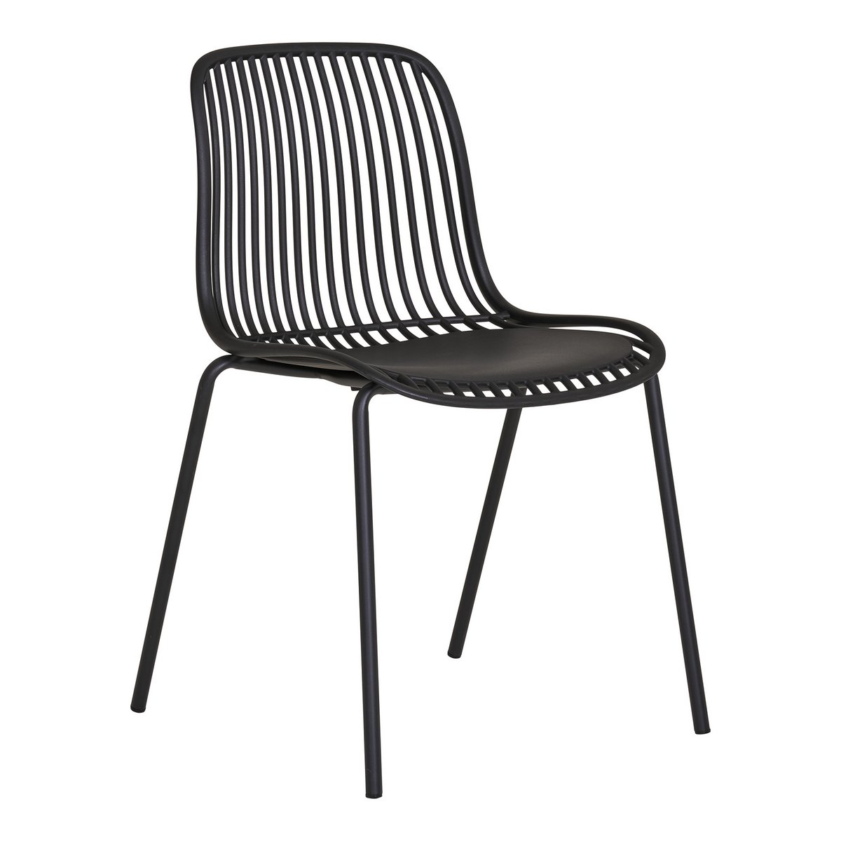 Branson Garden Chair - Black, Stackable, 55x46.5x82 cm - Set of 4