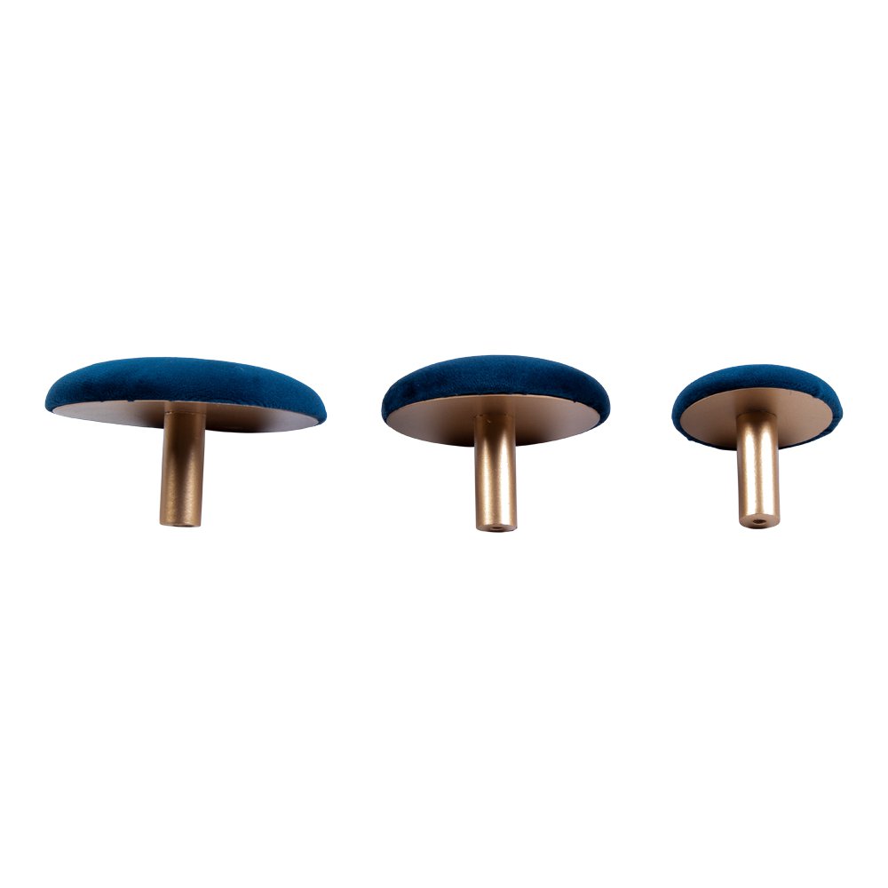 Giza Knobs - Velvet, Blue/Brass - Set of 3
