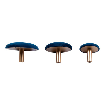 Giza Knobs - Velvet, Blue/Brass - Set of 3