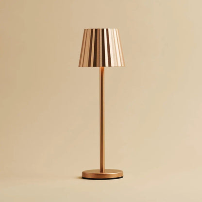 Maya Copper Ribbed Table Lamp | 3 Light Modes & Rechargeable via Charging Station
