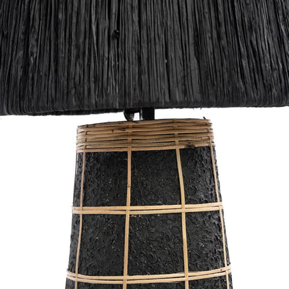 Rattan Table Lamp - Black Terracotta Accent Light
