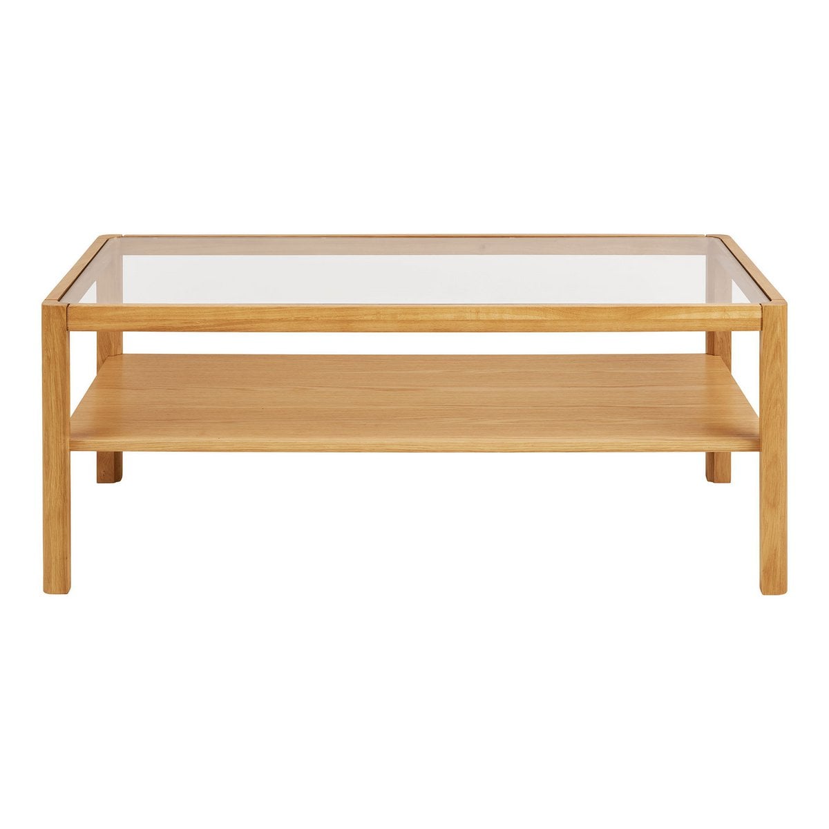 Lourmarin Coffee table, oak/oak veneer/tempered glass, natural, 110x60x45 cm