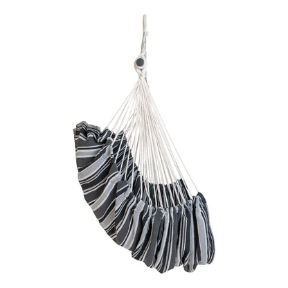 Cotton Hammock Chair - Grey & Black Hanging Chair for Patio, Larch Frame