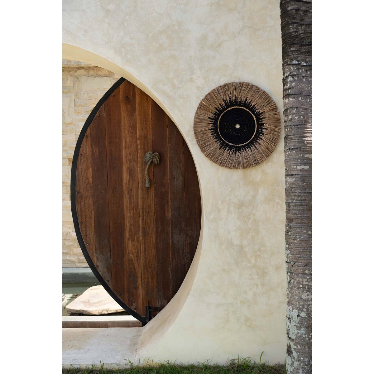 Raffia Macramé Wall Hanging - Black and Natural Wall Decor