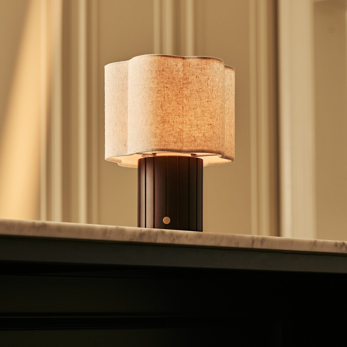 Bianca Dark Brown Rechargeable Table Lamp | Stylish, Functional & Linen Blend