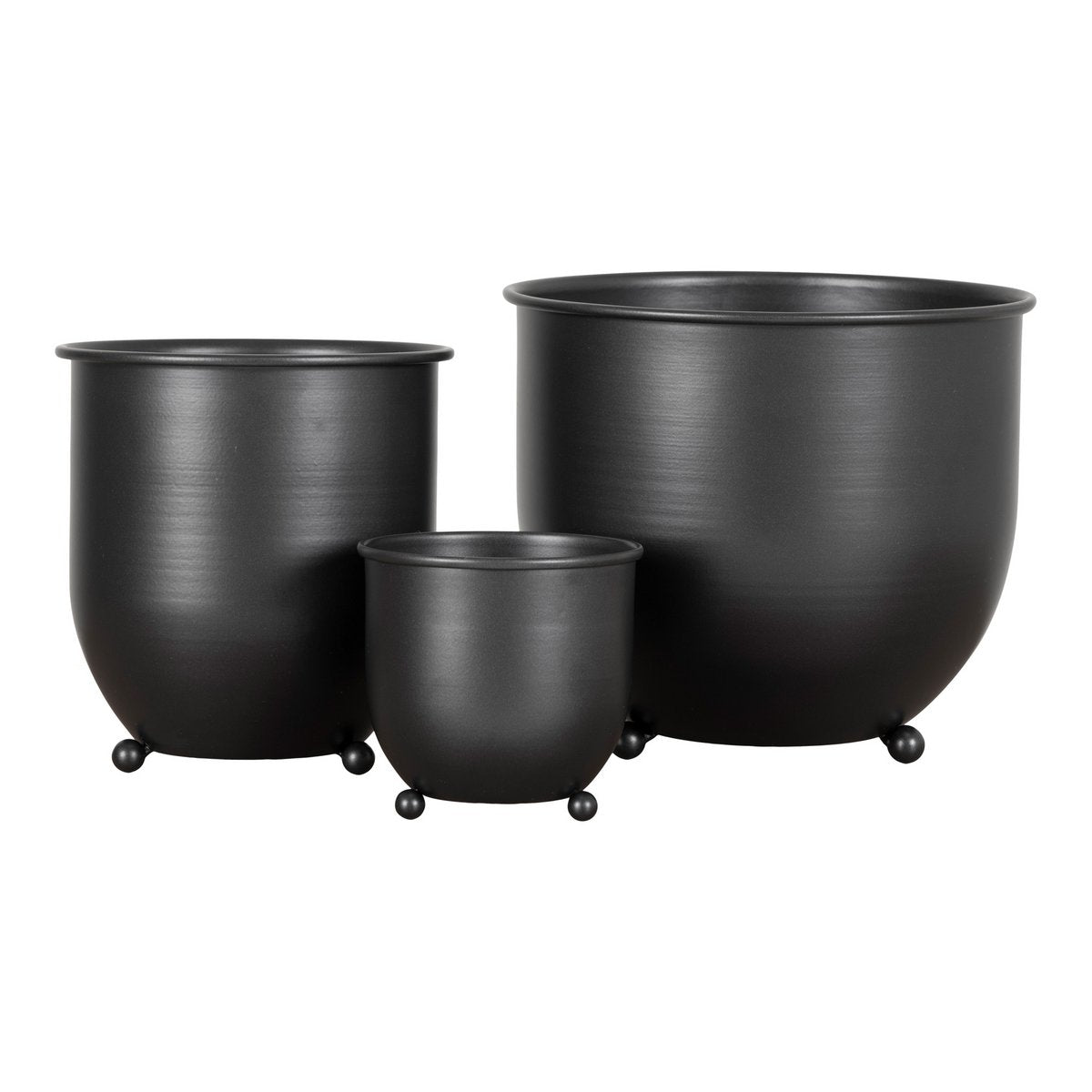 Metal Plant Pots - Black, Set of 3 - Modern Indoor Flowerpots