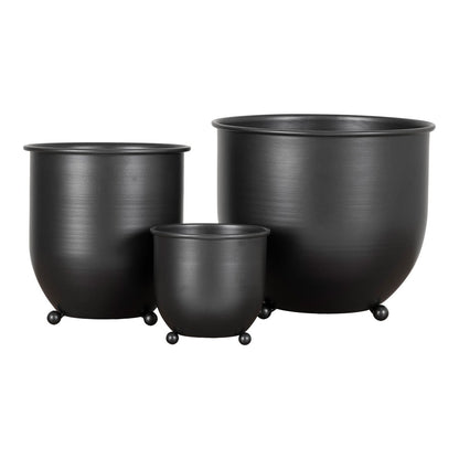 Metal Plant Pots - Black, Set of 3 - Modern Indoor Flowerpots
