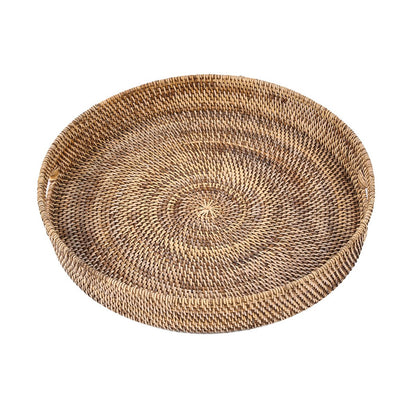 Rattan Serving Tray - Large Handwoven Tray - Natural Brown