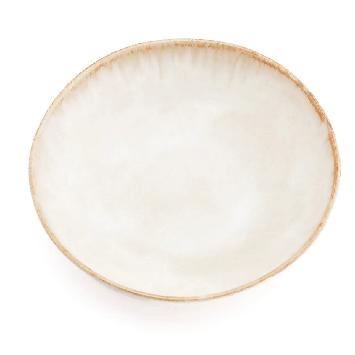 Stoneware Pasta Plate - Cascais Handcrafted Dinner Plate with Burnt Umber Rim