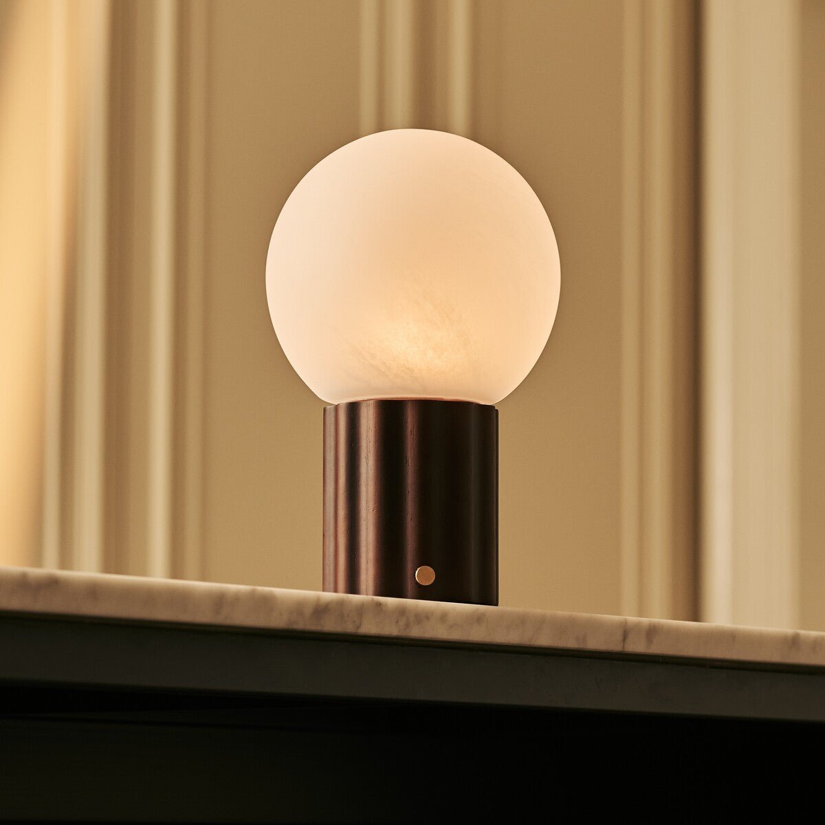 Wood Rechargeable Table Lamp - Dark Brown Cordless Lamp with 3 Light Colors