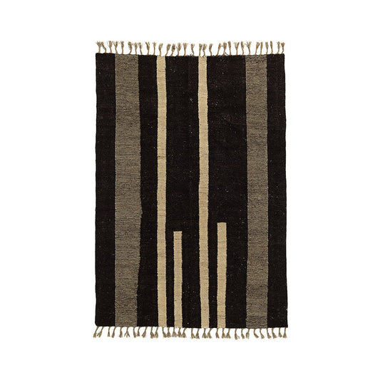 Afghan Wool Area Rug - Handwoven Striped Design, 300 x 205 cm