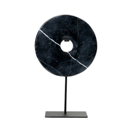 Black Marble Disc on Stand - Large
