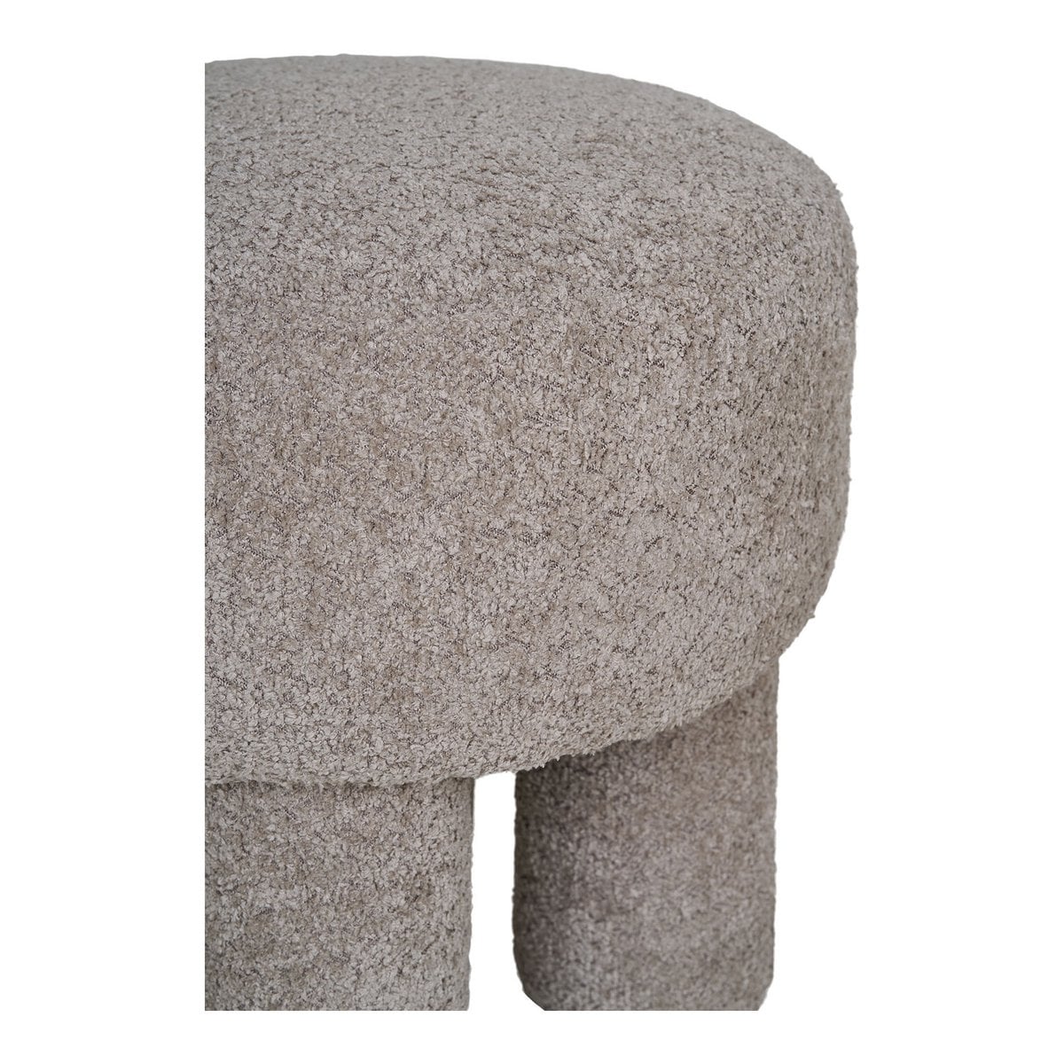 Light Grey Footstool Pouf - Modern Round Ottoman, 43cm