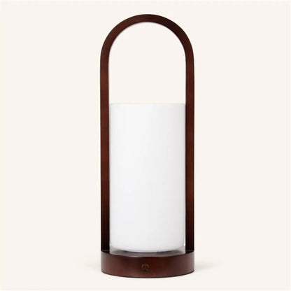 Scandinavian Wooden Table Lamp – Cordless Dimmable LED, Dark Brown