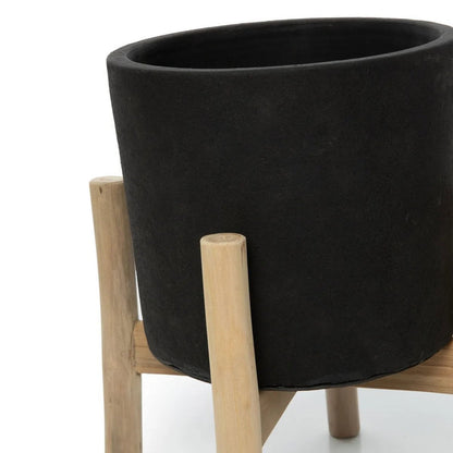 Terracotta Plant Pot - Black Teak Planter for Dry Flowers, Small