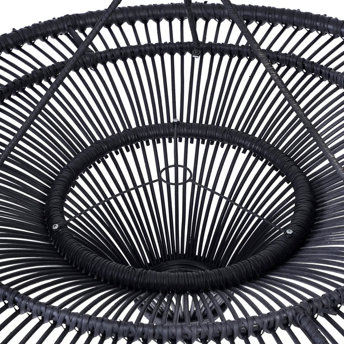 Rattan Pendant Light - Large Black Handwoven Ceiling Fixture
