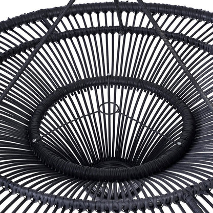 Rattan Pendant Light - Large Black Handwoven Ceiling Fixture