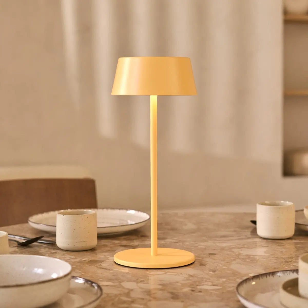 Amber Yellow Table Lamp – Cordless Dimmable LED Light