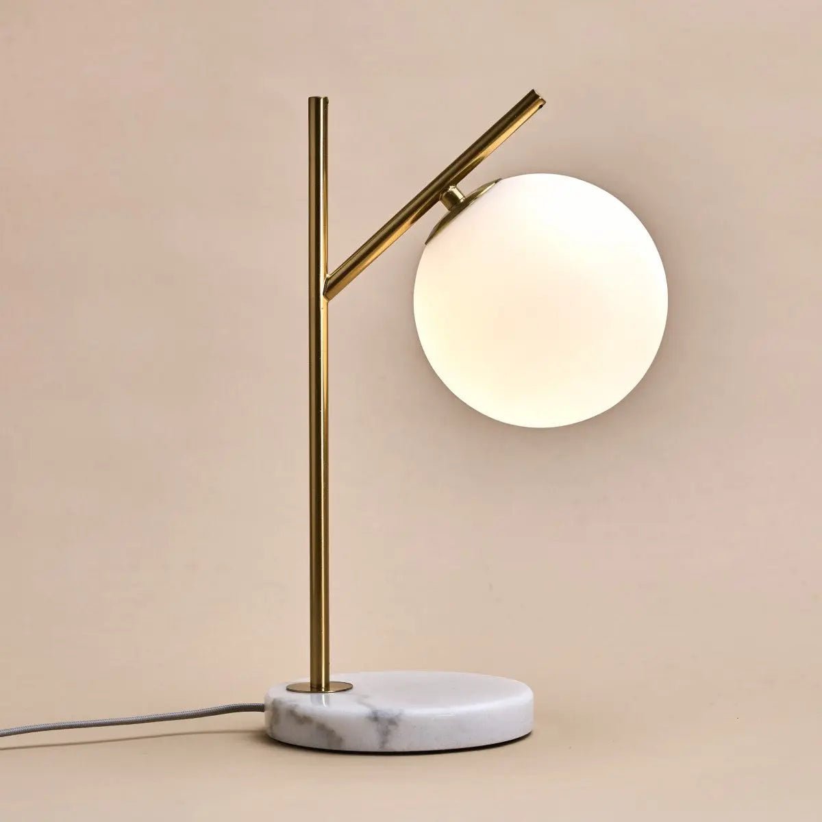 Marble Table Lamp with Frosted Glass – Modern Bedside Lamp