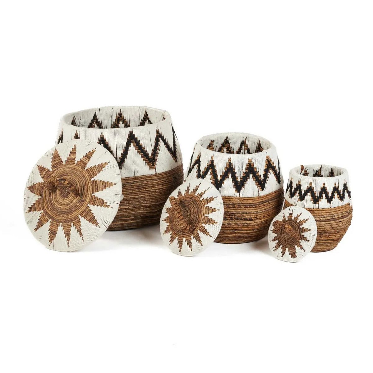 Banana Leaf Storage Basket - Natural White Woven Basket - Small