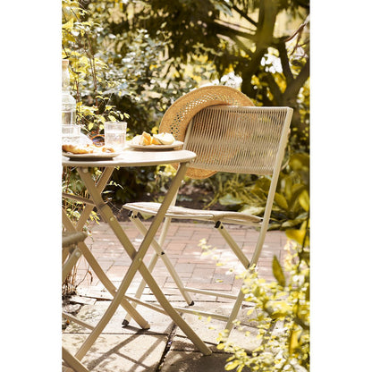Steel Bistro Set - Taupe Polyester Garden Table & 2 Chairs