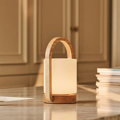 George Light Brown Wooden Rechargeable Lamp | Modern, Versatile & 3 Light Modes