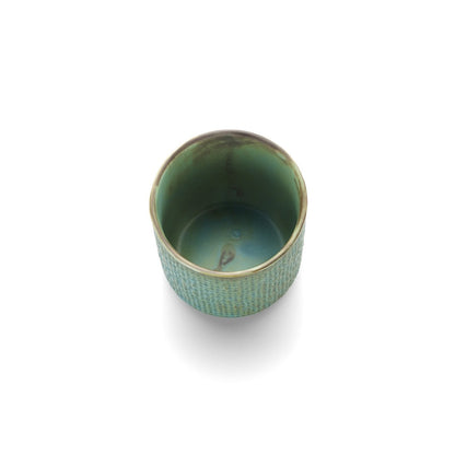 Bazar Bizar Living Artisan Ceramic Cup – Textured Lagoon Glaze, Espresso Size