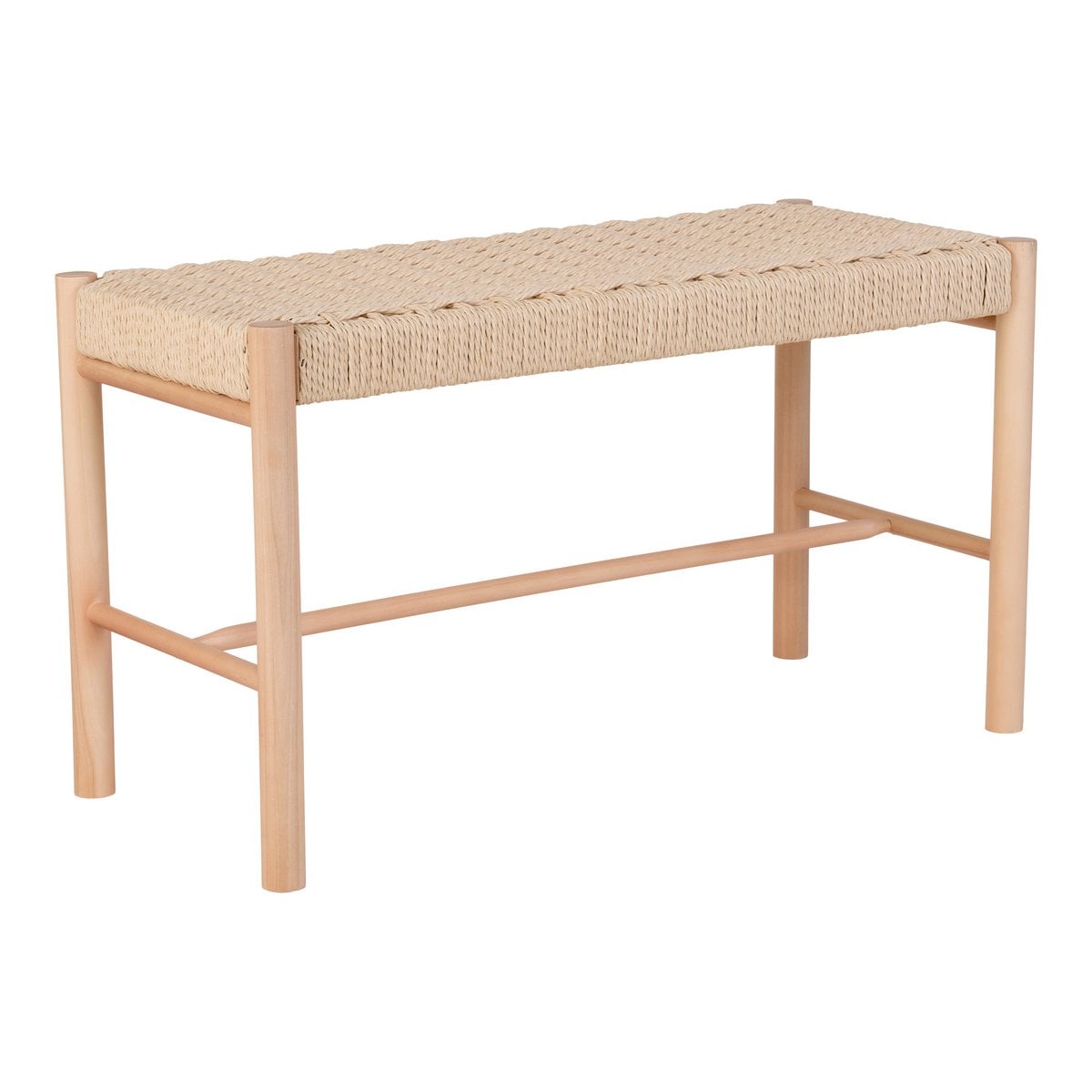 Abano Bench - Natural, Poplar Wood, Paper Cord, 35x80x45cm