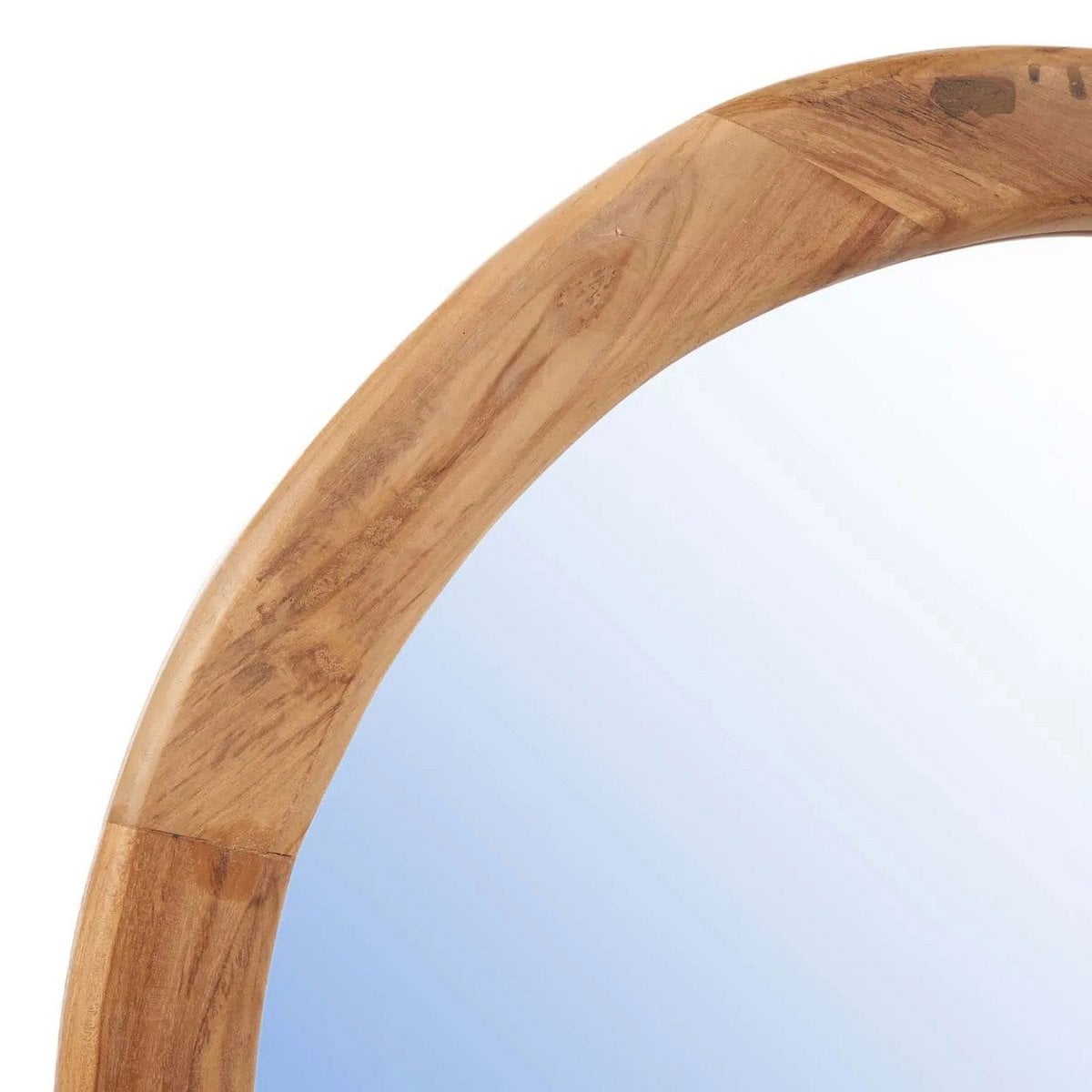 Teak Wall Mirror - Organic Shape, Natural Wood Frame - Large