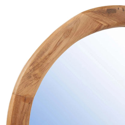 Teak Wall Mirror - Organic Shape, Natural Wood Frame - Large
