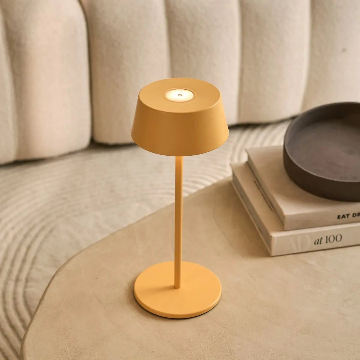 Amber Yellow Table Lamp – Cordless Dimmable LED Light