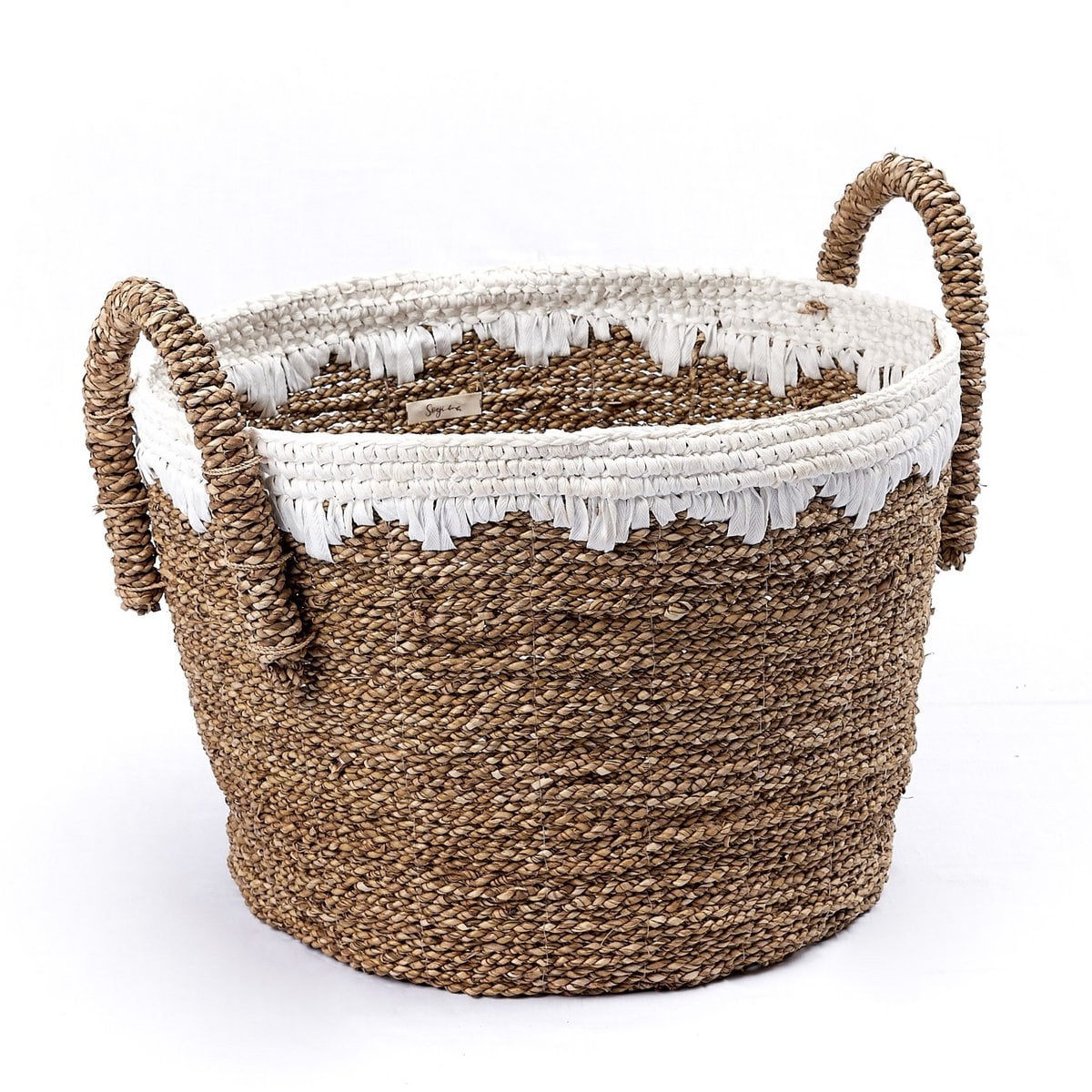 Seagrass Storage Basket with Cotton Cords – Round Laundry Basket