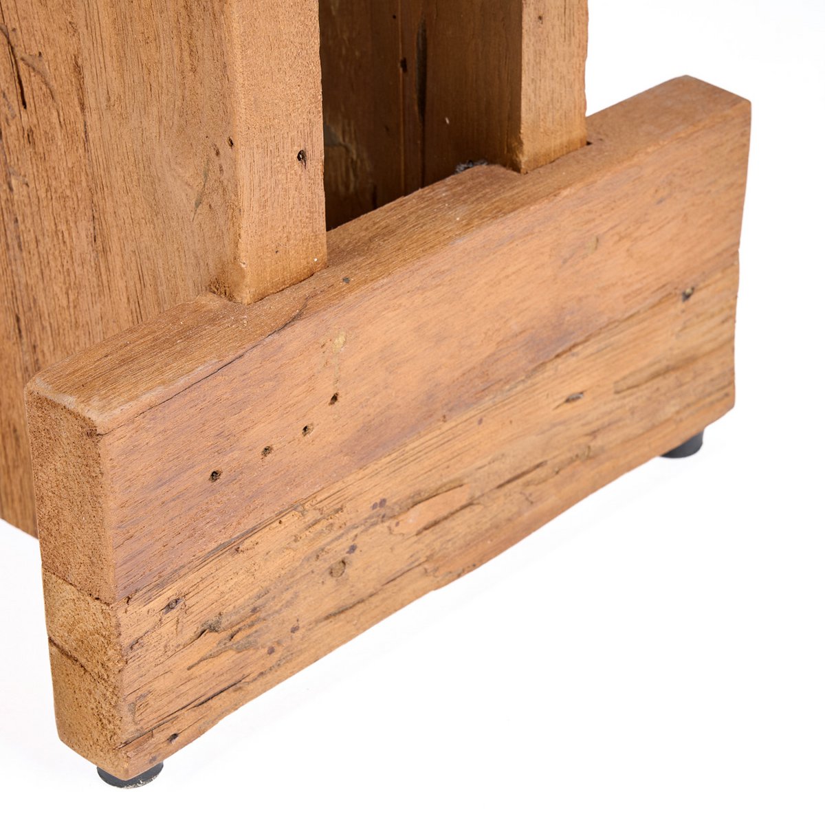 Teak Block Stool - Natural Wood Accent – JUGLANA