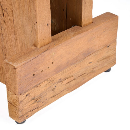 Teak Block Stool - Natural Wood Accent