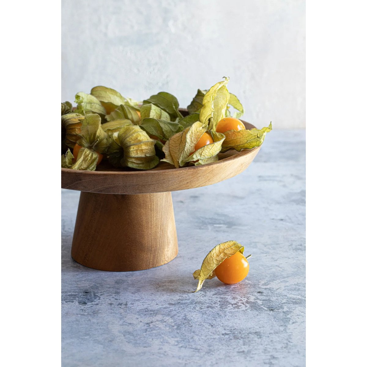 Teak Wood Cake Stand - Rustic Dessert Plate, Medium