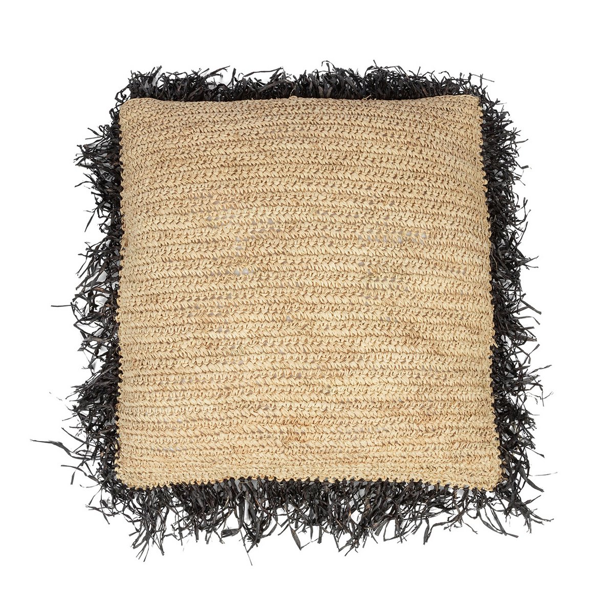 La Funda De Cojín De Rafia - Natural Negro - 60x60
